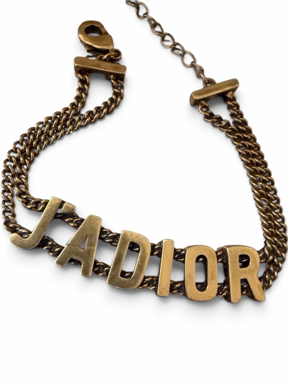 Dior J'ADIOR Letter Gold Brass Charm Bracelet Vintage